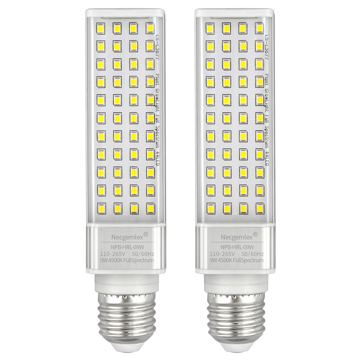 Necgemlex LED grow light bulbs front view supports indoor plant growth