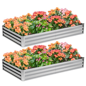 Nedenyou galvanized raised bed 8x4x1ft front view for durable outdoor planting.