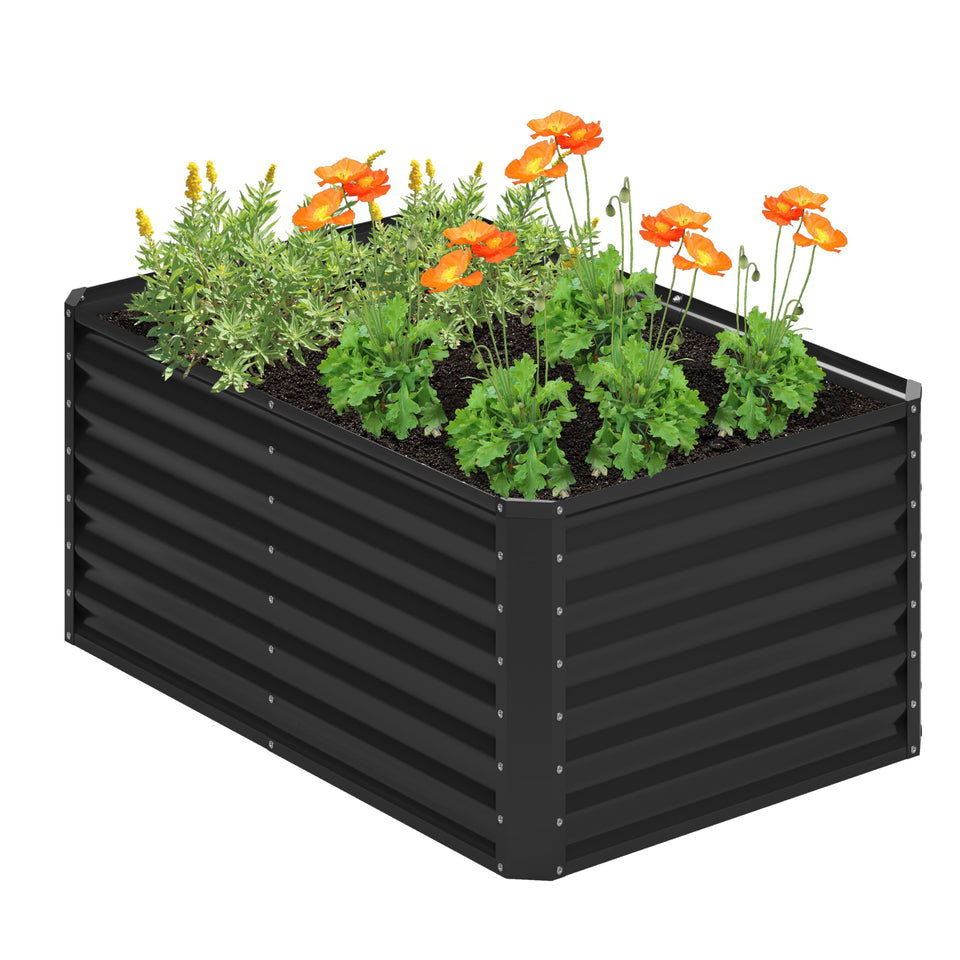 Nedenyou galvanized raised garden bed front view for outdoor vegetable growing