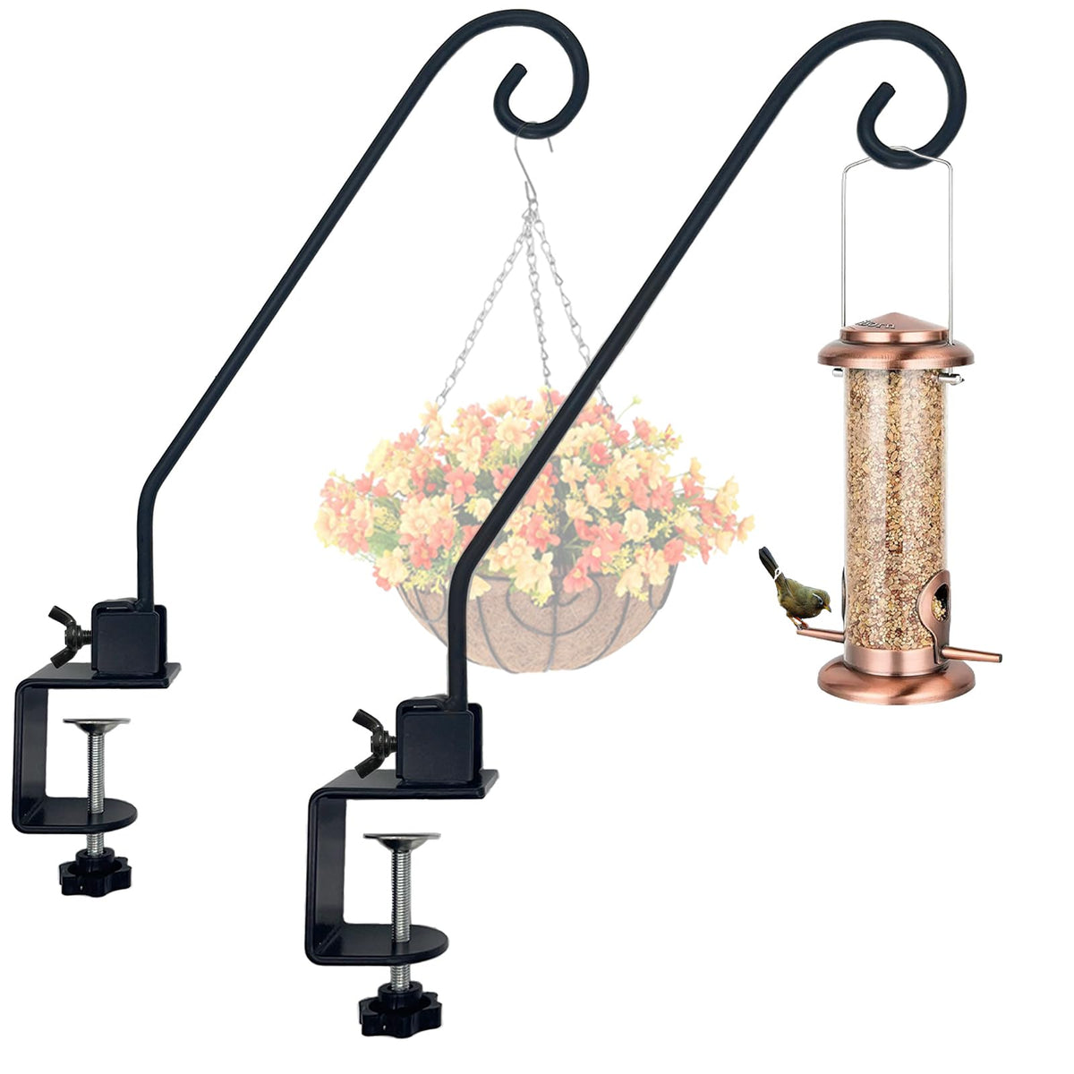 NEECONG deck hook with 16.5-inch base for secure planter and feeder hanging.