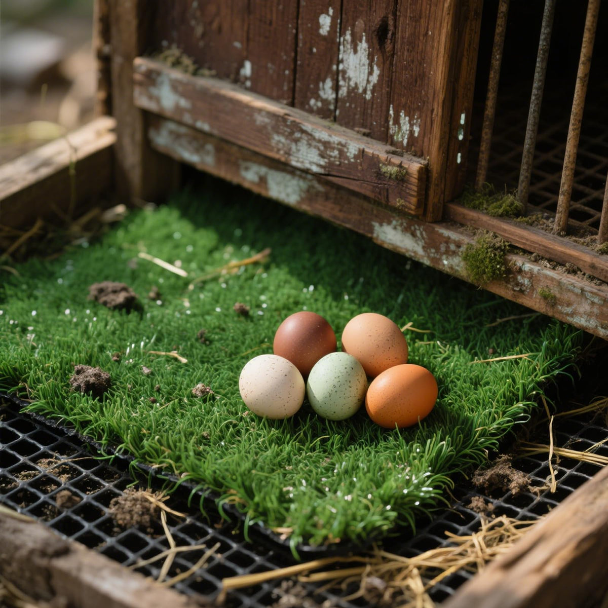 Neehows nesting pads textured grass close-up highlights cushioned egg protection.