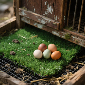 Neehows nesting pads textured grass close-up highlights cushioned egg protection.