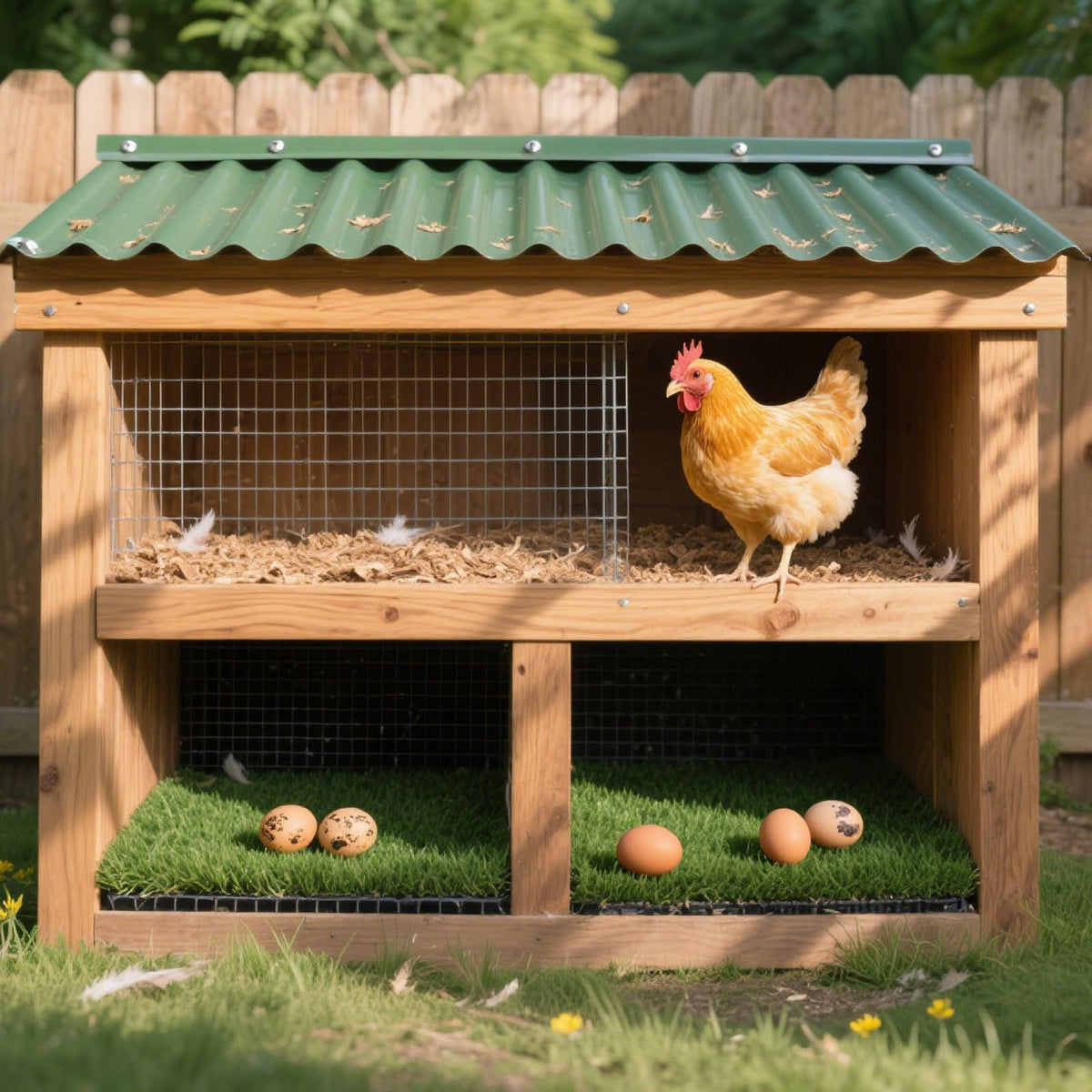 Neehows 8-pack pads in nesting box demonstrate natural nesting surface for hens.