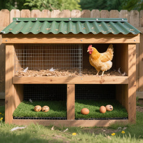 Neehows 8-pack pads in nesting box demonstrate natural nesting surface for hens.