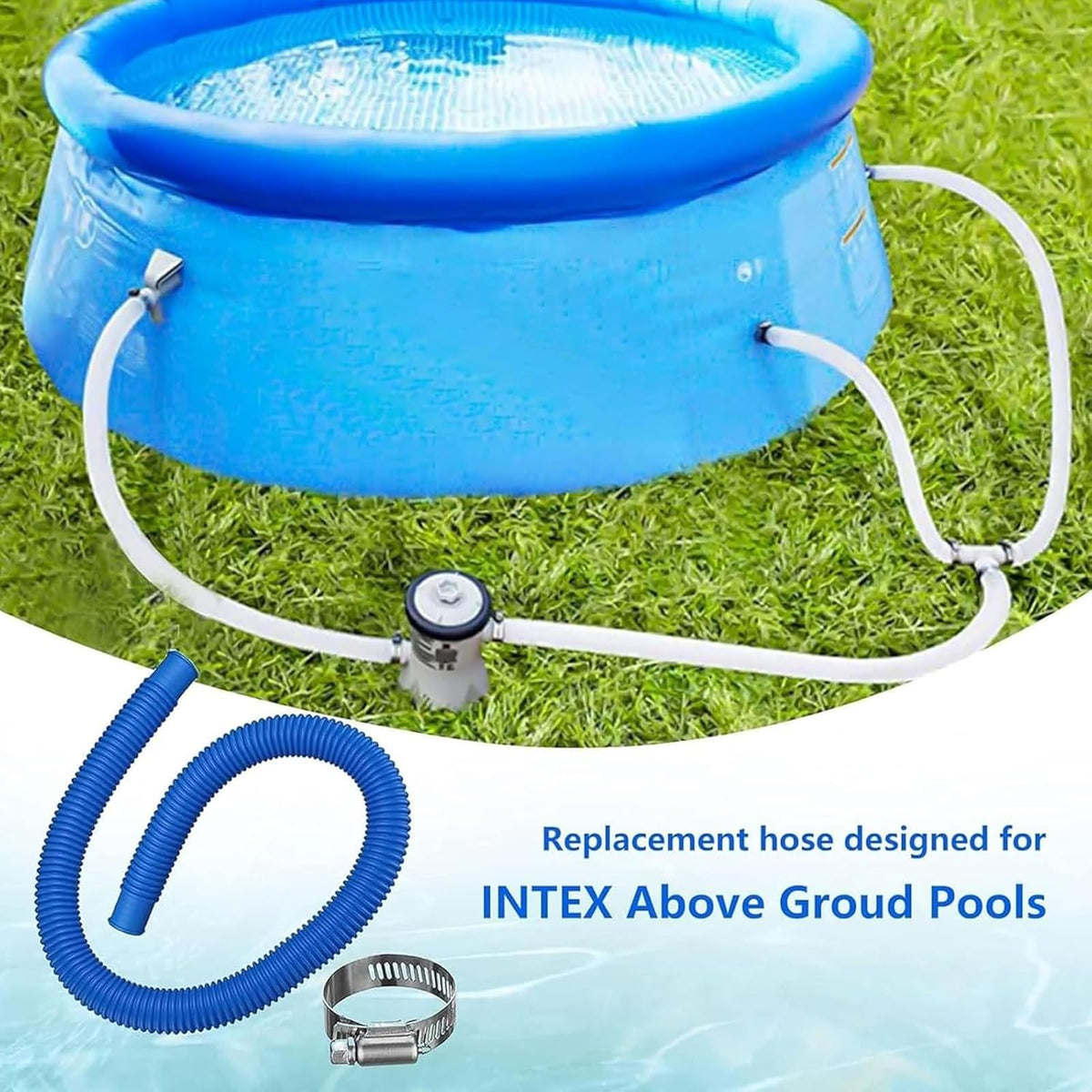 Nefemo 1.25-inch hose with snap-fastener cable tie for tidy installation.