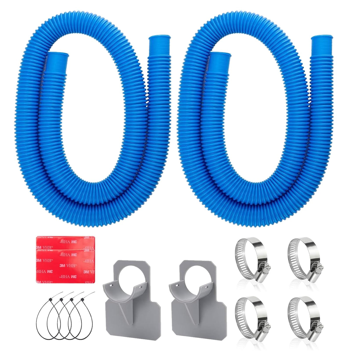 Nefemo 125-inch blue pool hose 2-pack for above-ground pools, easy connections.