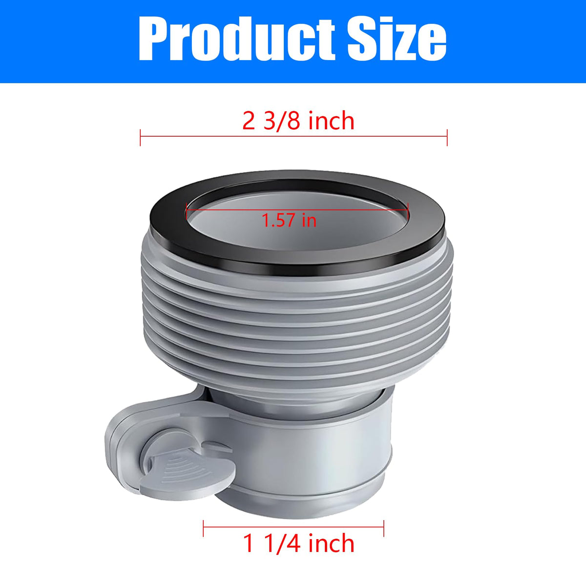 Nefemo Pool Hose Adapter B close-up showing durable materials and gasket seal.