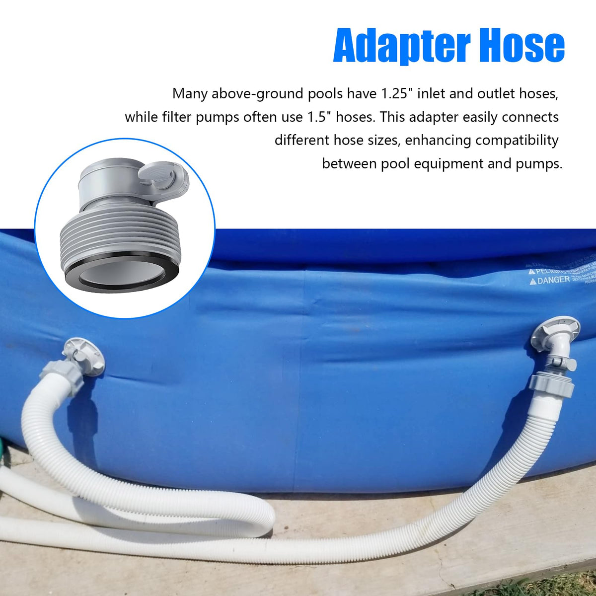Nefemo Pool Hose Adapter B seal detail demonstrates leak-proof gasket.