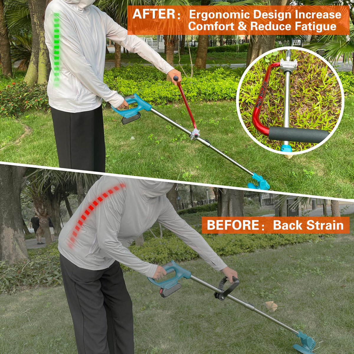 NeJesZoe trimmer handle and installation bracket in use