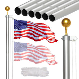 NELXINJO 25ft flagpole kit front view for strong curb appeal.