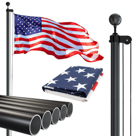 NELXINJO 25ft flag pole outdoors for tall, stable patriotic displays.