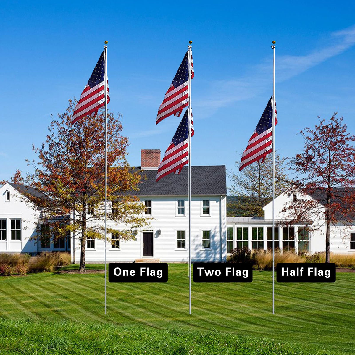 NELXINJO 3x5 US flag on pole showcases patriotic display.