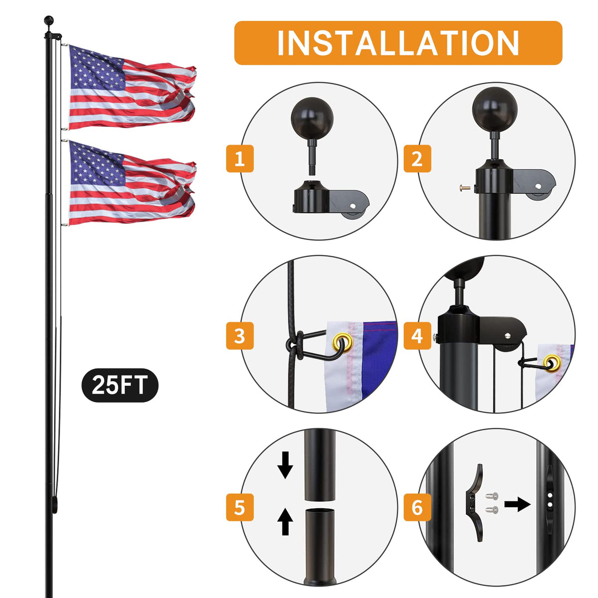 Included 3x5 US flag and hardware from NELXINJO for ready display.