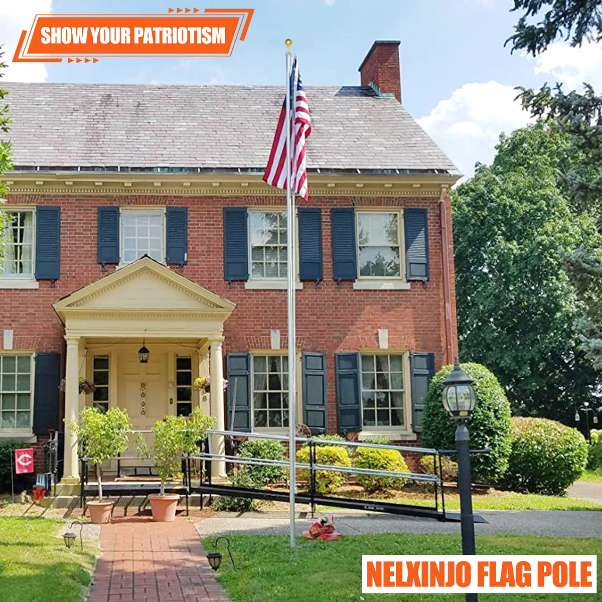 NELXINJO installed flagpole in yard demonstrates visibility from afar.