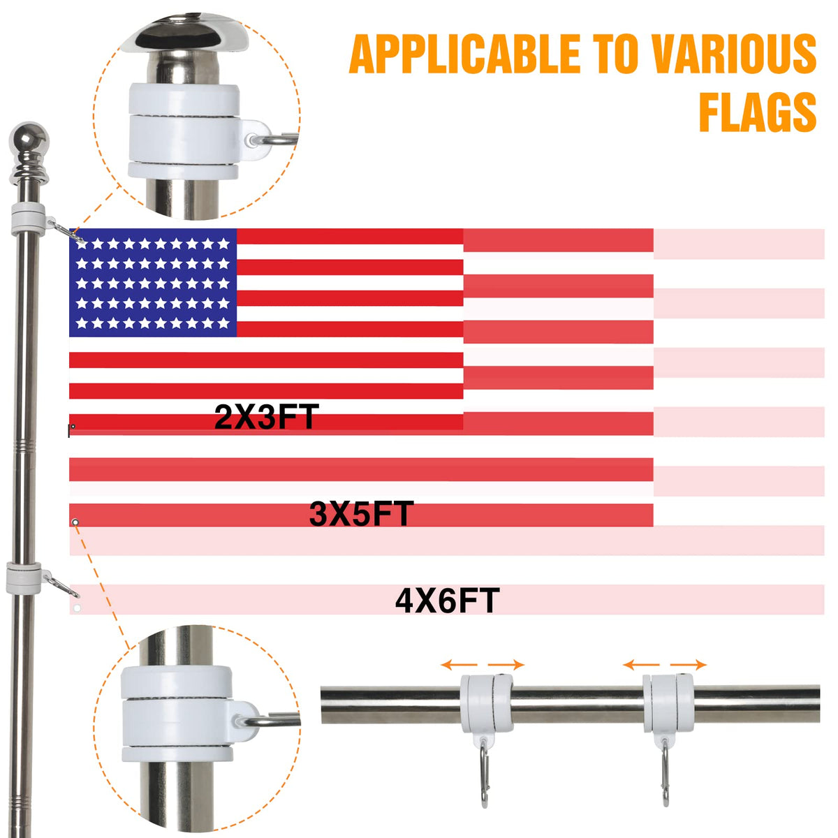 NELXINJO tangle-free flag pole bearings ensure smooth flutter.