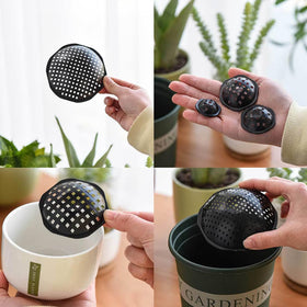 NentMent flowerpot spacer close-up grid confirms fine mesh prevents soil leakage