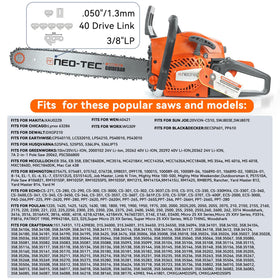 NEO-TEC 10 inch chain mounted on a saw bar during pruning