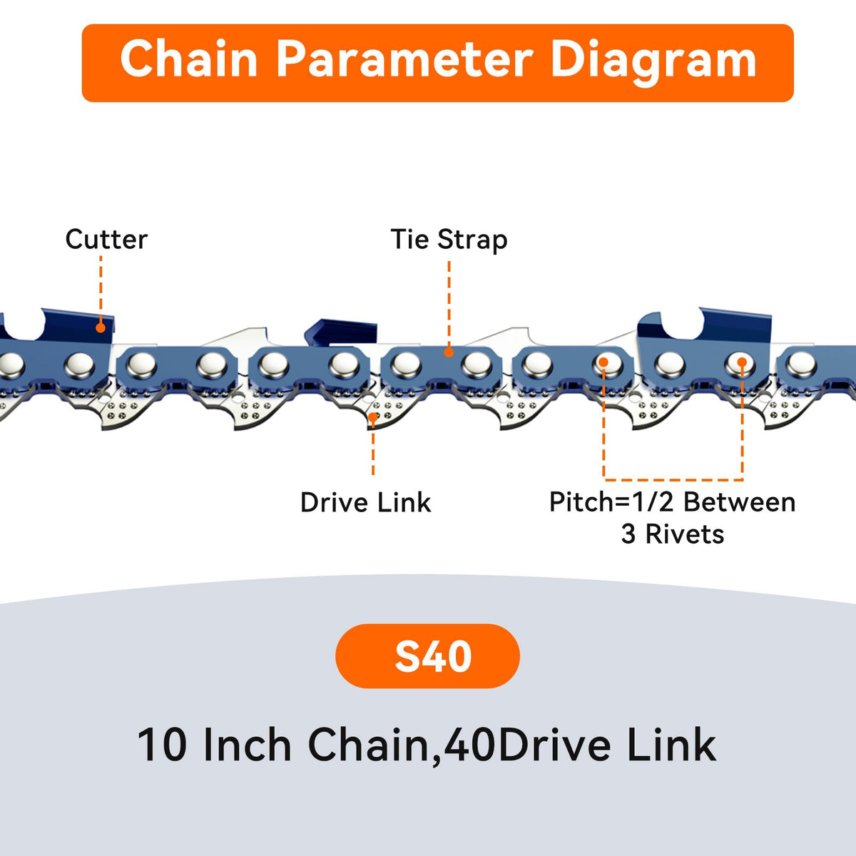 NEO-TEC S40 chain with hardened rivets for secure connection