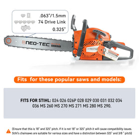 Neo-Tec chain fits Stihl and Husqvarna saws.