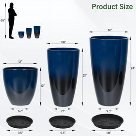 Neoaider 12 inch plastic planter in dark blue for compact spaces.