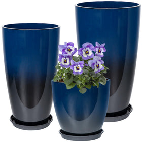 Neoaider 24 inch plastic planter in dark blue for bold outdoor displays.