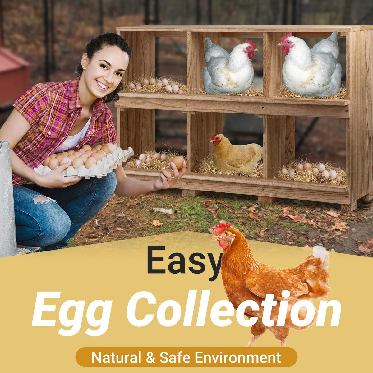 Neoaider chicken nesting box with large space for multiple birds during laying