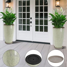 Neoaider Drain Hole Saucer tall planter showing included saucer for water catchment.
