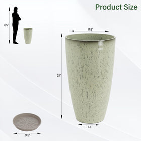 Neoaider Drip Glaze outdoor tall planter on patio with bright blooms.