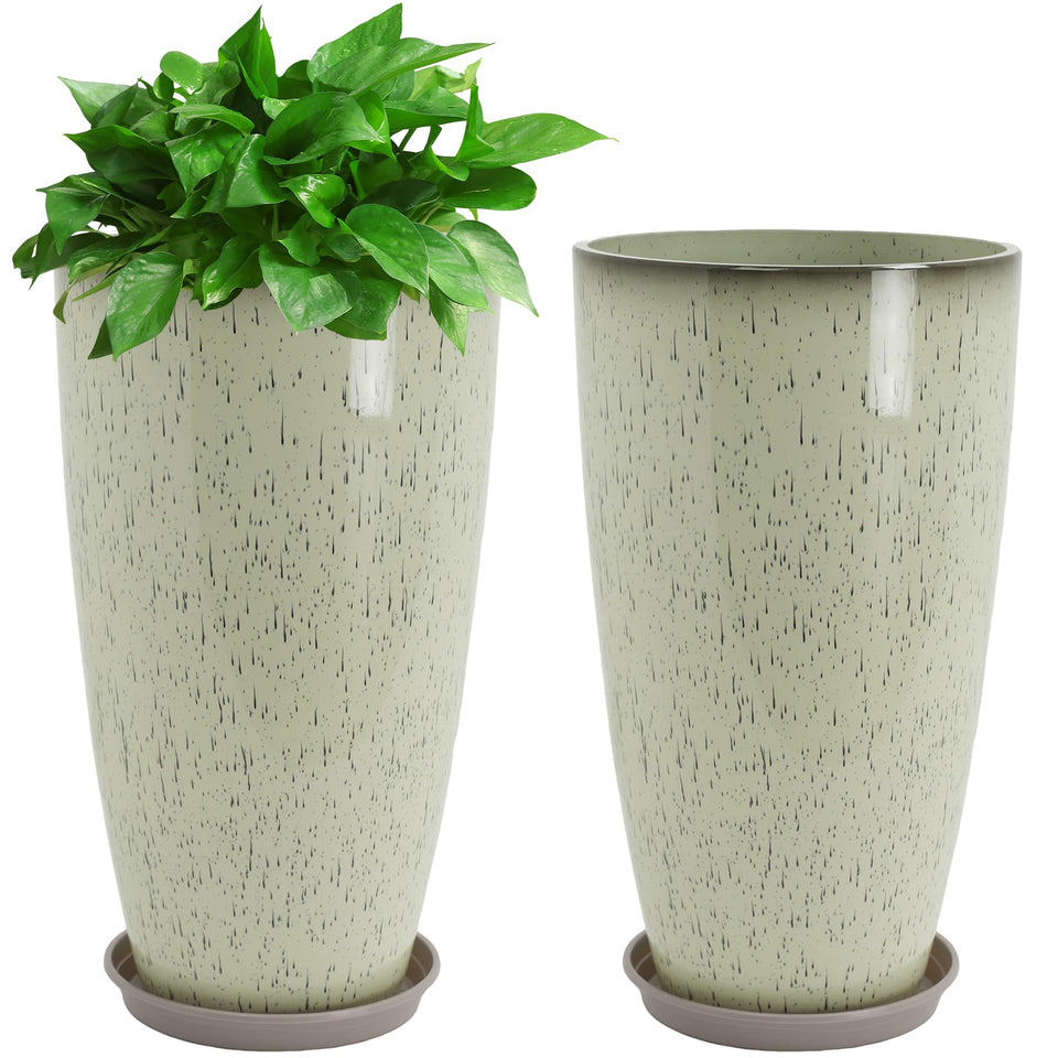 Neoaider Drip Glaze tall planter with lush foliage, ideal for sunlit balconies.