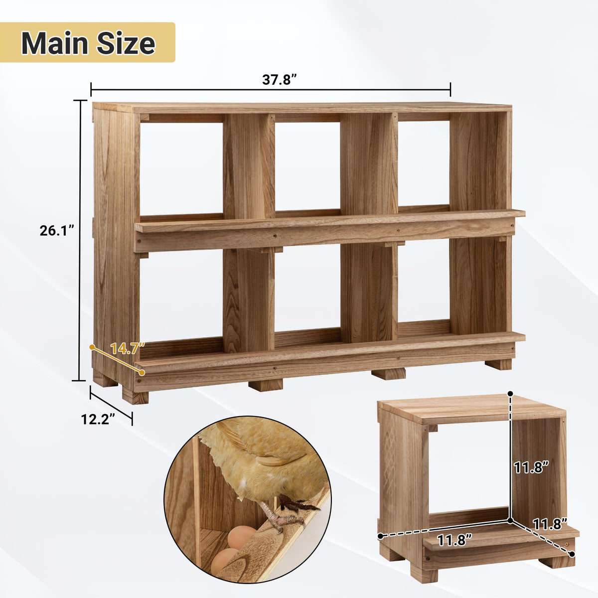 Neoaider nesting box with perch-rail design for easy access and egg safety