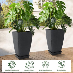 Neoaider cement-gray set of 2 tall planters for indoor-outdoor use.