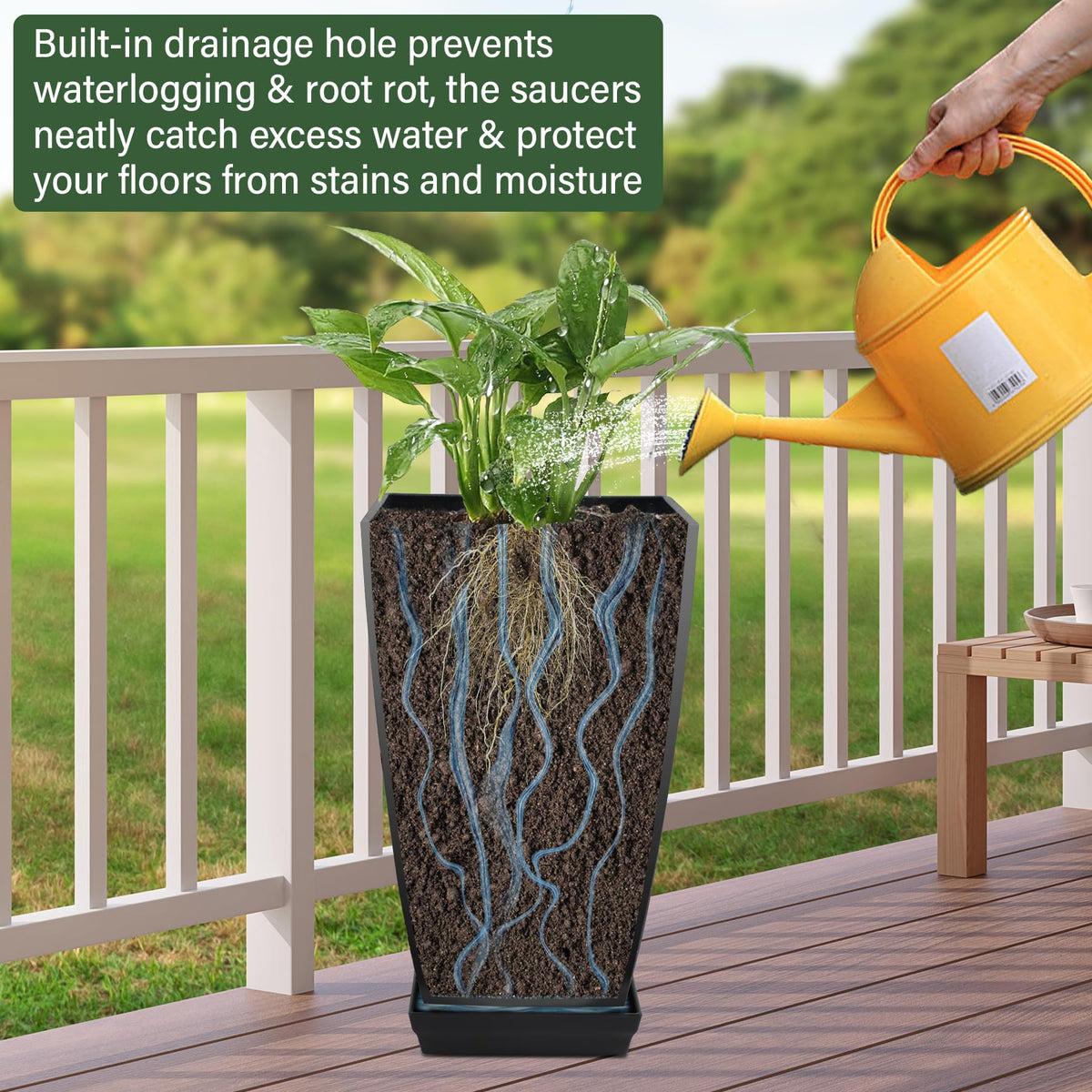 Neoaider weatherproof plastic construction withstands sun and rain.