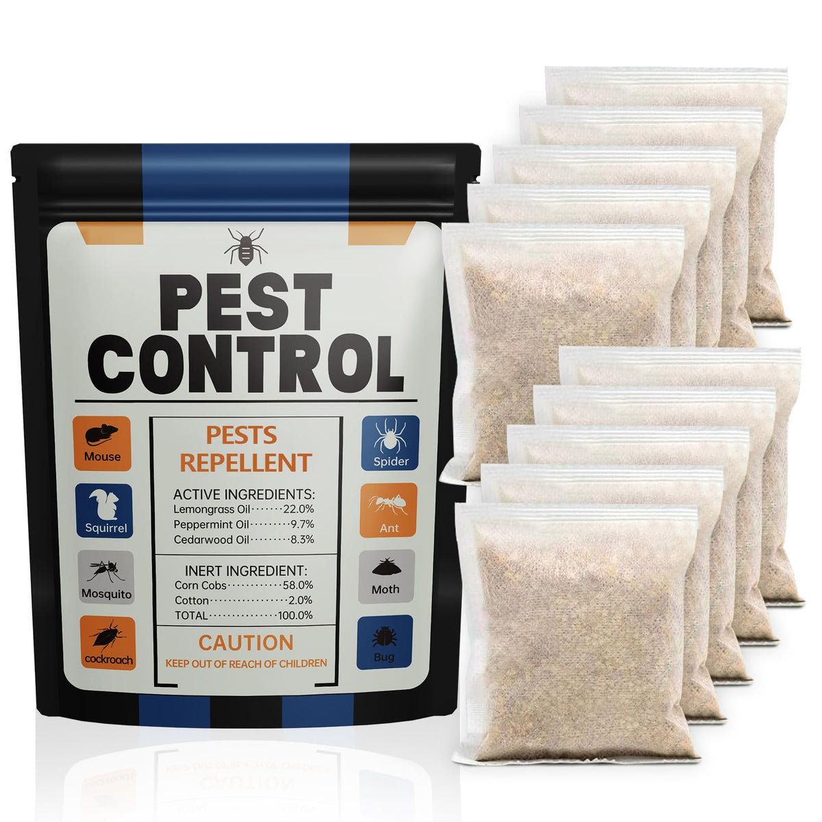 NeoAxisGlo pest pouch in a closet with peppermint scent for indoor deterrence