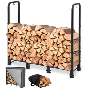 NEOCOZY 4FT firewood rack with outdoor cover, durable and weather-ready for easy storage.