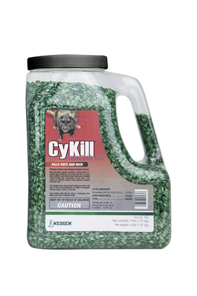 Neogen CyKill bait bottle front view for easy dosing and targeted rodent control.