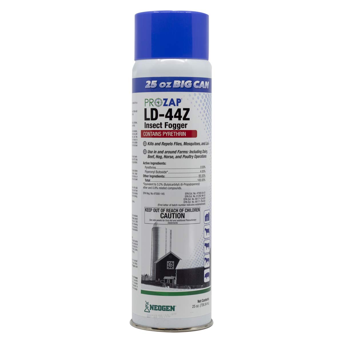 Neogen Prozap LD-44Z fogger bottle ready for farm pest control