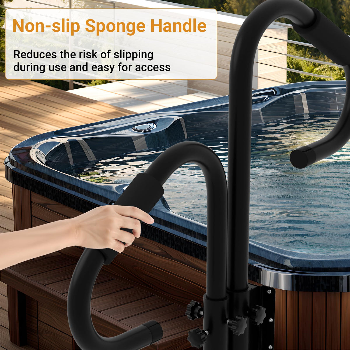 Neorexon two-way balance rails for inside and outside tub support