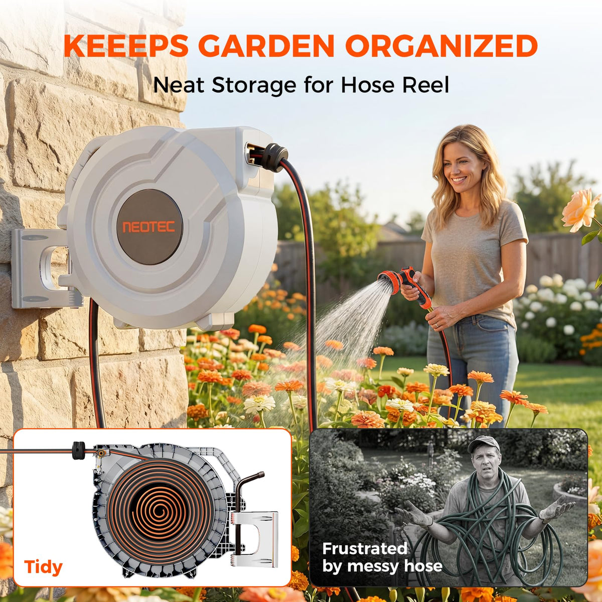 NEOTEC 180-degree swivel bracket enables wide watering coverage