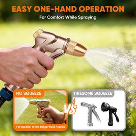 NEOTEC garden hose nozzle locking mechanism enables continuous spray without squeezing the trigger