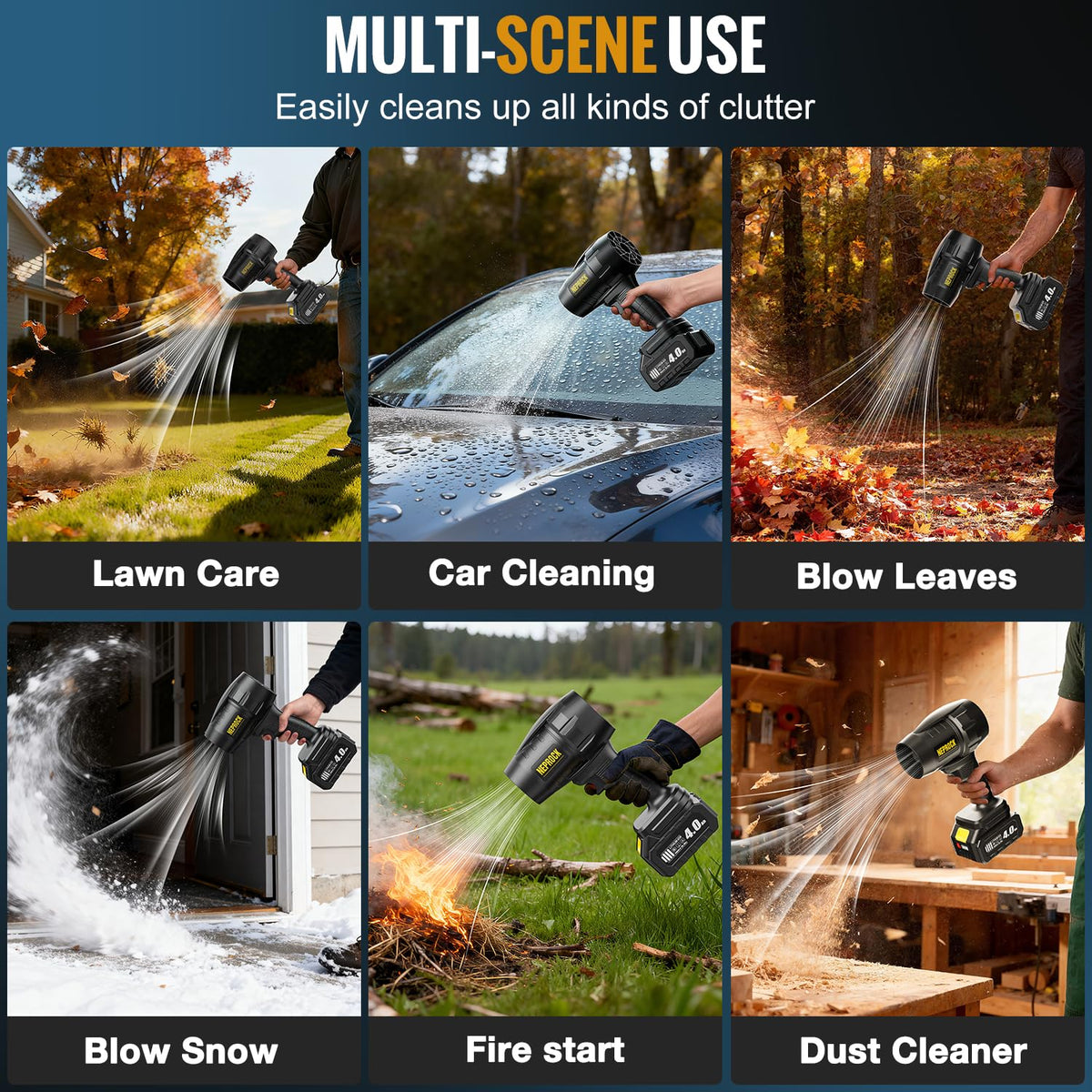 Neprock cordless leaf blower compact design ideal for small storage spaces
