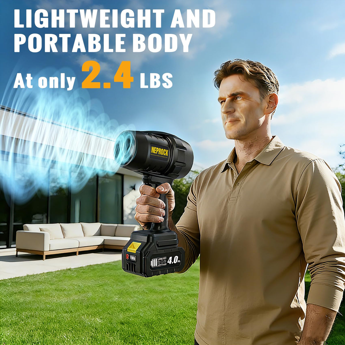 Neprock cordless leaf blower dual-battery system enables continuous cleaning