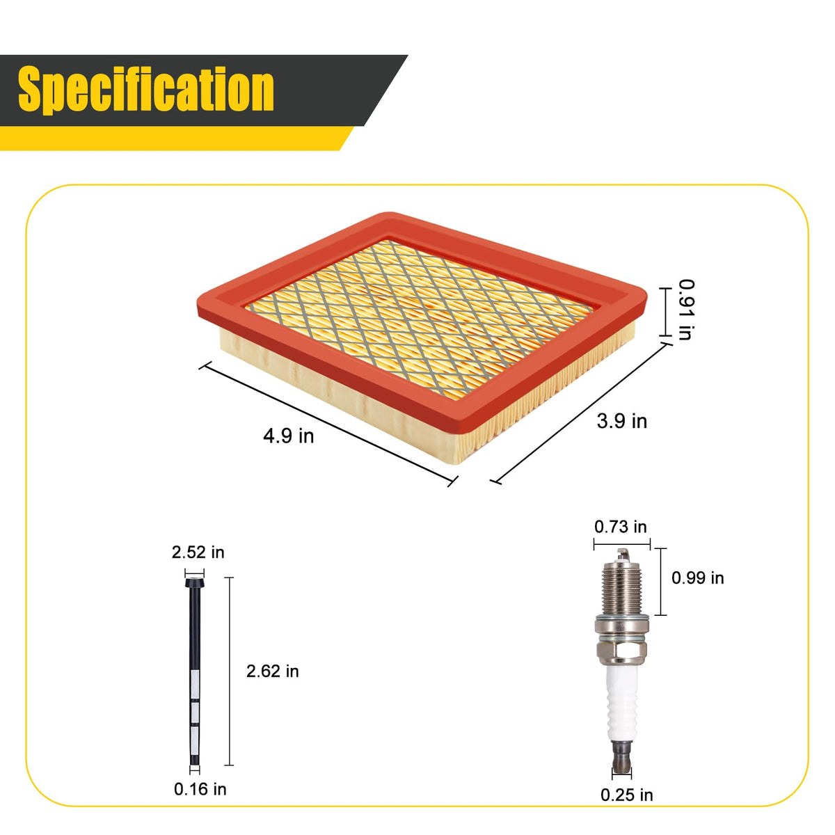 Nerans air filter side view showing compact fit for Cub Cadet compatibility