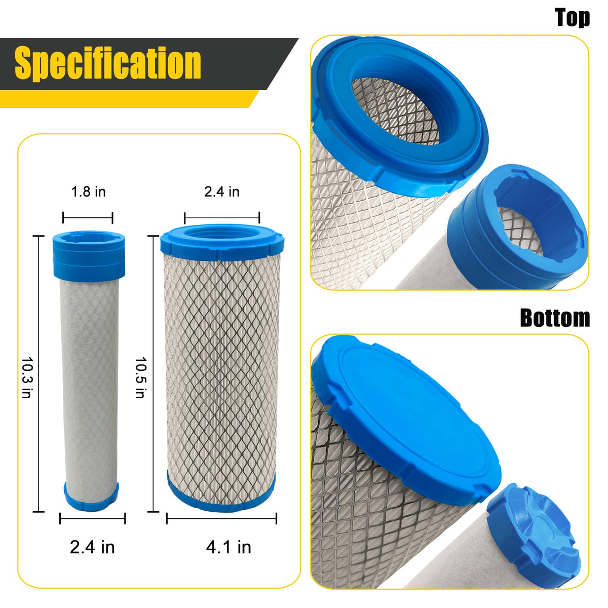 Nerans replacement kit bundles outer and inner filters for Kawasaki, Kohler, and John Deere equipment.