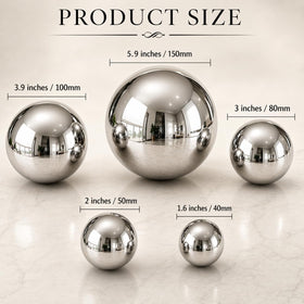 Nerien gazing ball 50mm polished silver adds mirror glow to shelves.