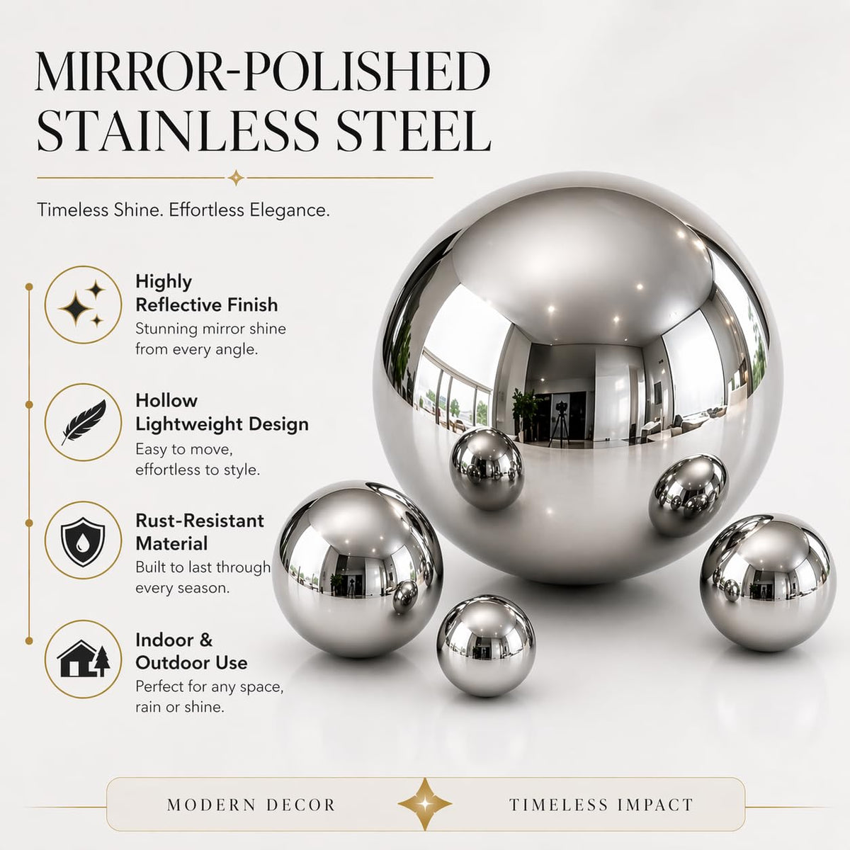 Nerien gazing ball garden decor enhances light reflections outdoors.