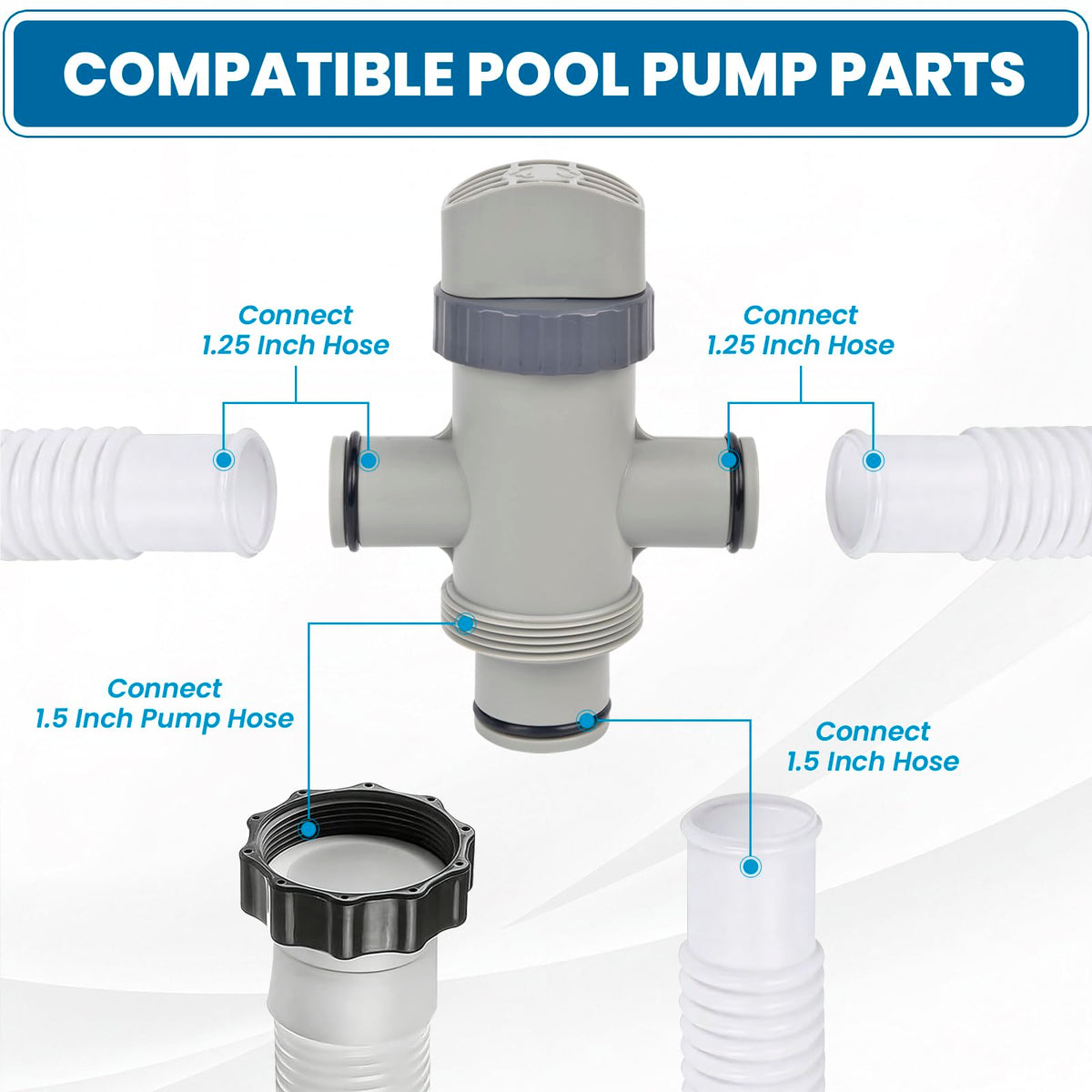 Nerien pool plunger valve installation showing simple two-hose setup for easy DIY fitting