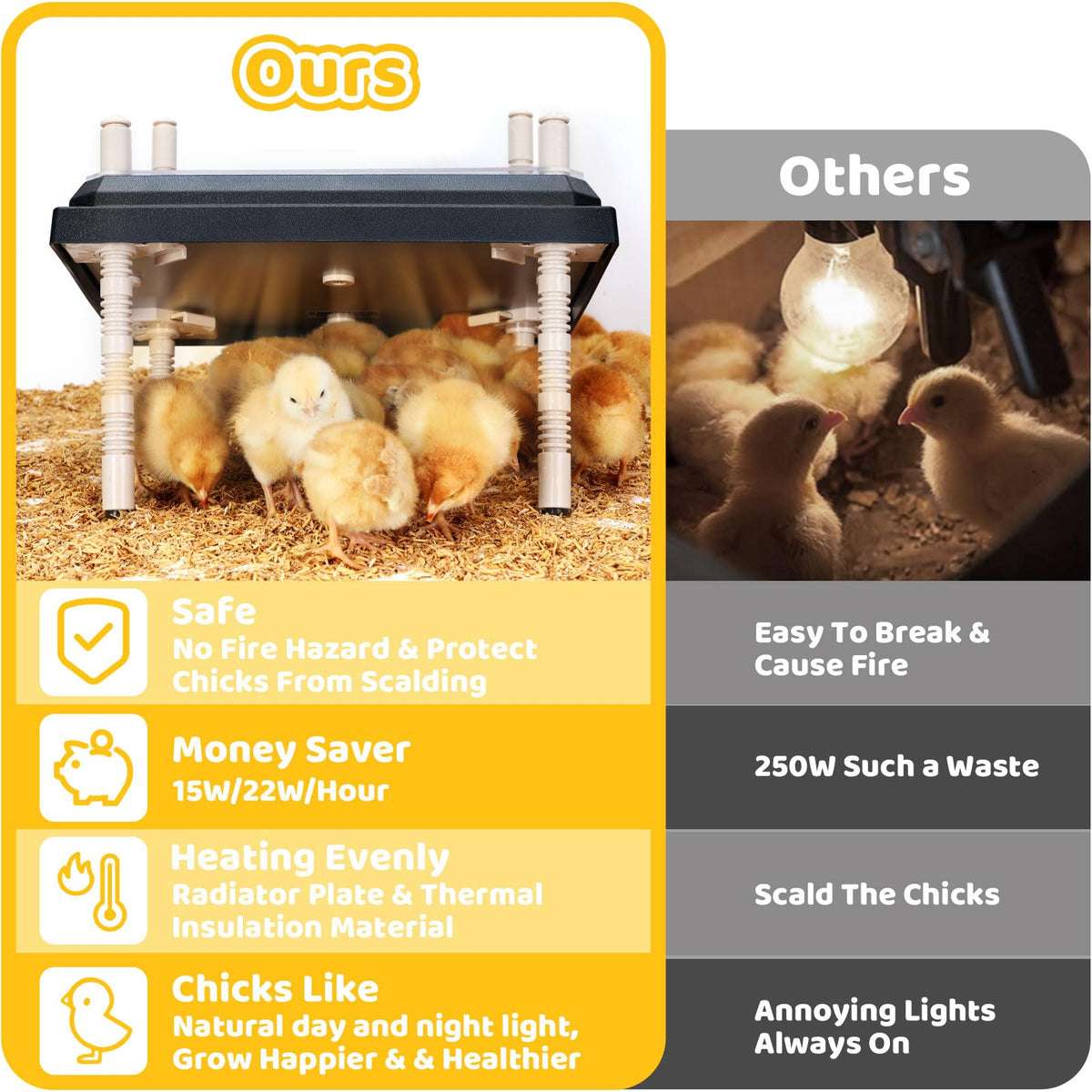 NesCozy brooder plate's large surface area supports several chicks.
