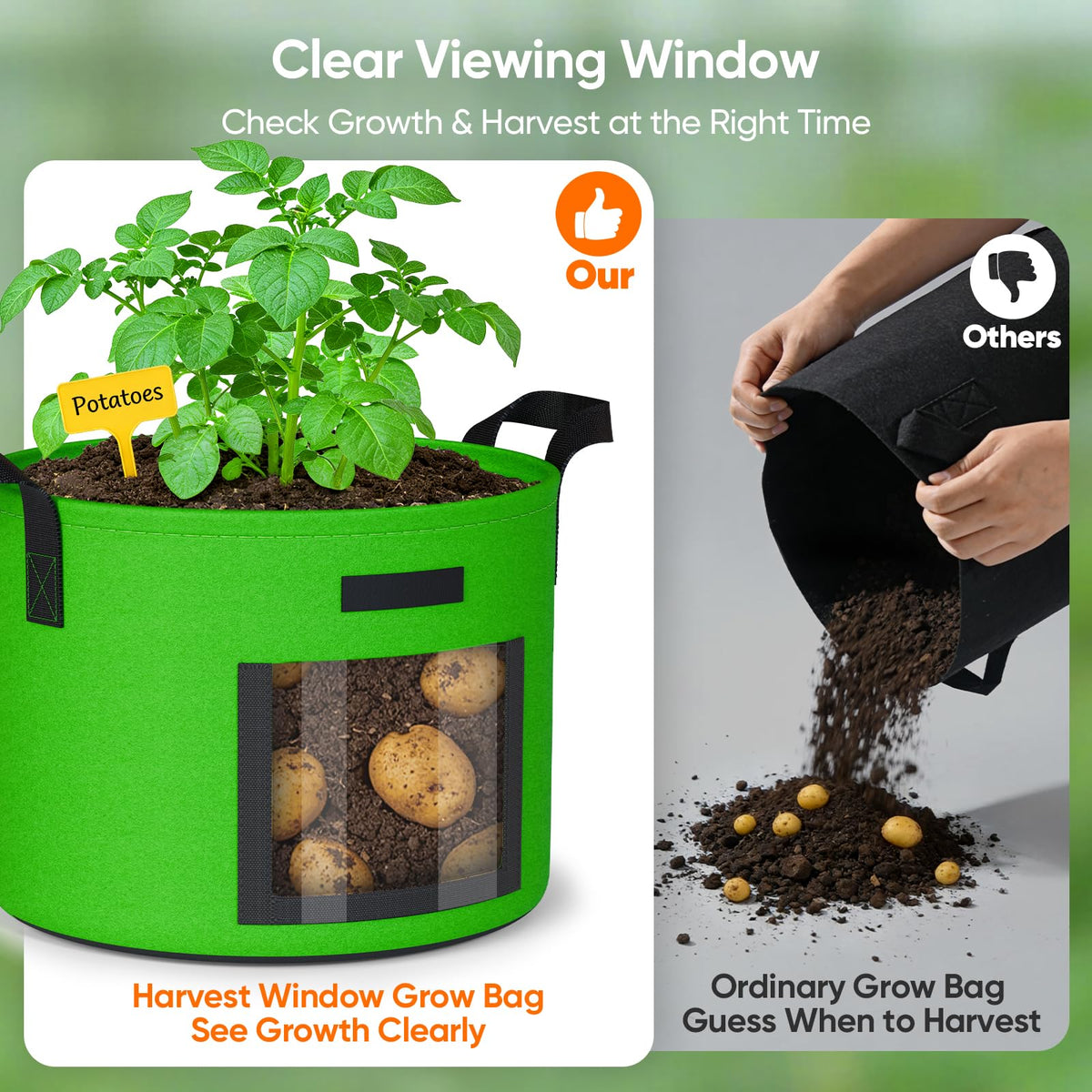 NESSTU red grow bag helps color-code crops for quick sorting.