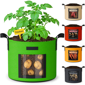 NESSTU 20gal potato grow bag with harvest window for easy monitoring.