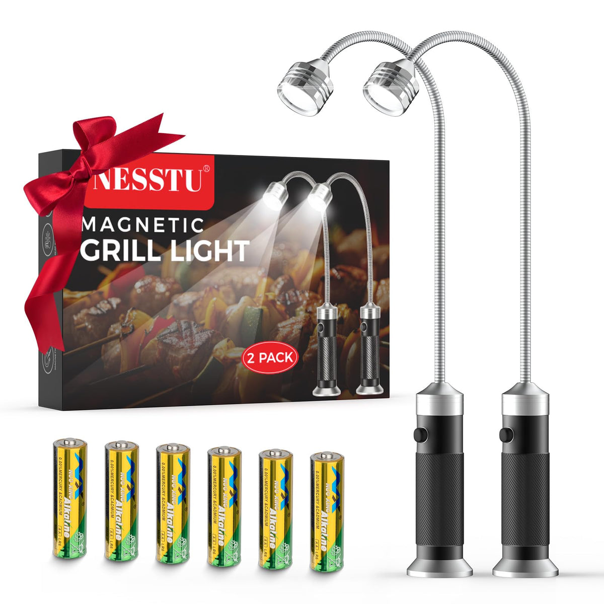 NESSTU grill light with 8.3in gooseneck illuminates the grill for precise cooking